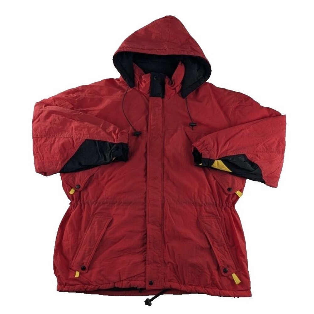 Vintage Marlboro Country Store Red Down Puffer Jacket Mens XL Parka W/Hood